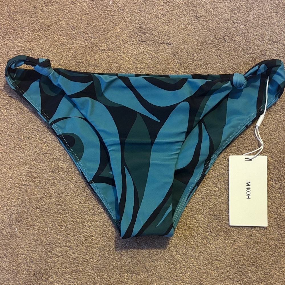 Mikoh Teal and Black Patterned Bikini Bottom